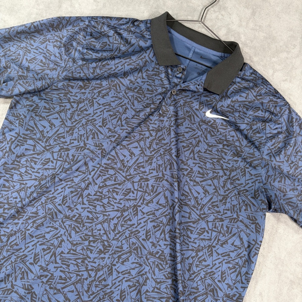 Nike Dri-FIT Golf Polo Shirt Mens XL Navy Blue All Over AOP Tee Print DV8497-410